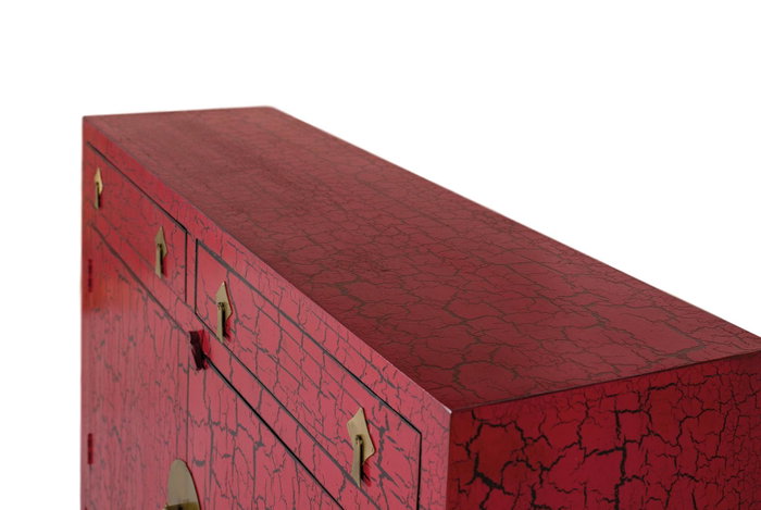 GINER Y COLOMER Buffet de style japonais fabriqué à la main rouge
